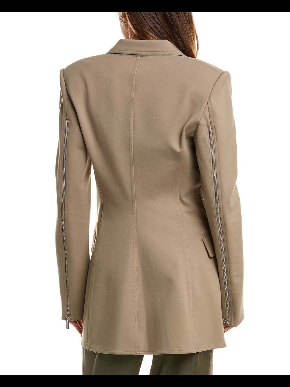 Helmut Lang Waisted Blazer Taupe Zip Sleeve